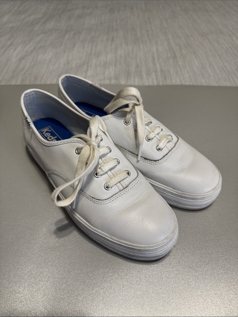 Keds Champion Platform White Leather Sneakers Women's Size 7 Low Top